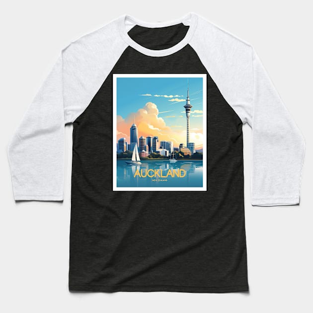 AUCKLAND Baseball T-Shirt by MarkedArtPrints